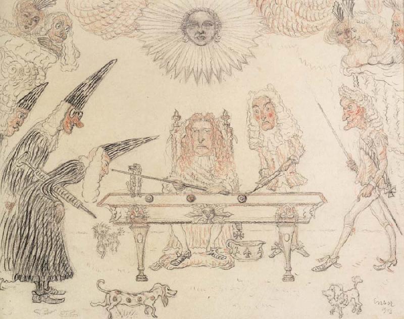 James Ensor Louis Xiv Playing Billiards